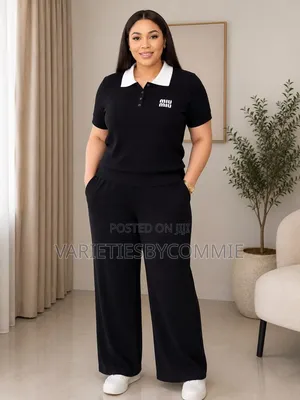 Miu Miu Inspired Knit 2piece Sets (Short-Sleeved Polo Top and Trouser