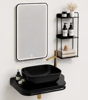 Black Wall Hung Washing Hand Basin