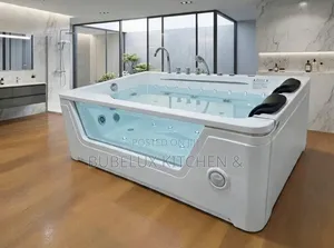 Brand New 2-Seater White Jacuzzi Tub With Glas Side+LED + Massage Jets