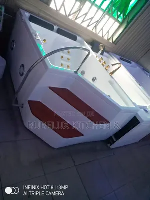 Brand New Corner Jacuzzi Bathtub With Steps, Jets LED - 2 Seater
