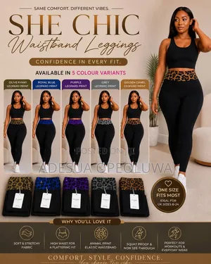 She Chic Plain Leopard Print 2-Way Reversible Stretch Leggings