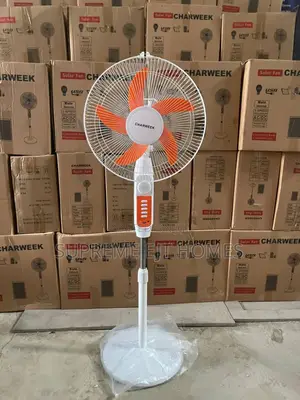 Charweek 16-Inch Solar Rechargeable Standing Fan With LED Light