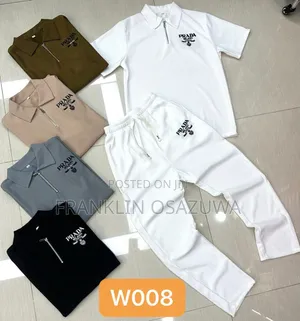PRADA Men's Premium 2-Piece Polo Joggers Tracksuit Set