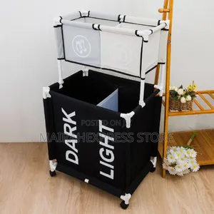 Generic Double-Layer Laundry Basket With 4 Compartment T4l1n