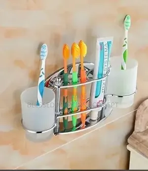 Wall Mounted Stainless Steel Toothbrush,Toothpaste Tube and Cup Holder