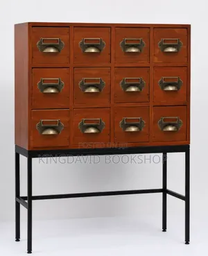 A 12 Drawers Wooden Library Cabinet