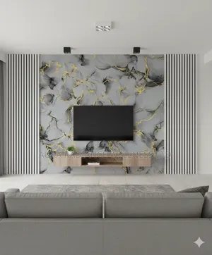Grey and Gold Marble-Effect Vinyl Wallpaper 0.53*10m