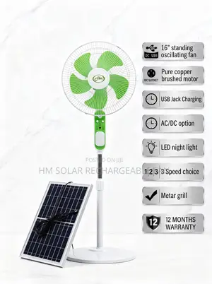 16” Solar Rechargeable Fan