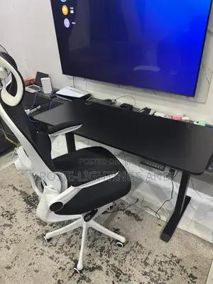 Electric Adjustable Table With Monitor Riser Desk Mat - Black - 1.2m