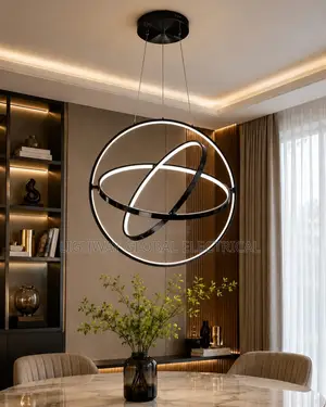 Modern Black/Gold Living Room Hanging Chandelier