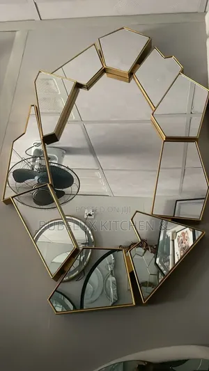 Brand New Luxury Geometric Gold Wall Mirror - Decorative Accent Mirror