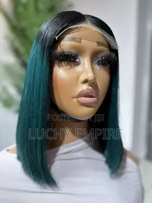 10 Inches Straight Virgin Hair Bob Wig – Green