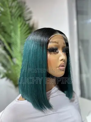 10 Inches Straight Virgin Hair Bob Wig – Green