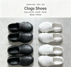 ZHIXIN 36c/36d/36e Kids EVA Clogs Shoes Sizes 22-35 Black White