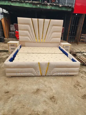 6by6 Cream Coloured Bed Frame With Cupboards
