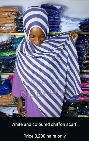 White and Colour Chiffon Scarf