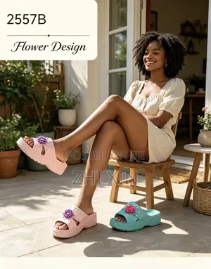 ZHIXIN 2557B Women Floral Rhinestone EVA Platform Slides Sizes 36-41