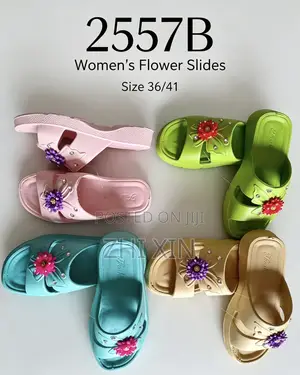 ZHIXIN 2557B Women Floral Rhinestone EVA Platform Slides Sizes 36-41