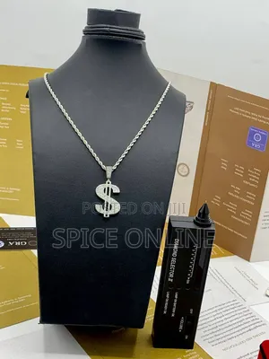 VVS Moissanite Diamond Dollar Pendant on Steel Necklace and Earring
