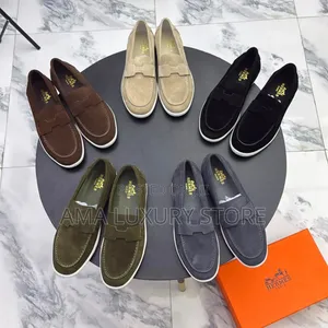Hermes Premium Luxury Men Suede Loafers–Elegant, Durable Comfortable