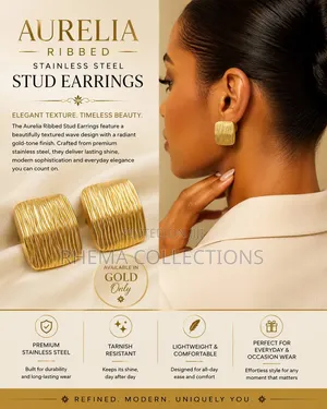 Aurelia Ribbed Stainless Steel Stud Earrings
