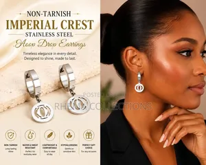 Non-Tarnish Imperial Crest Stainless Steel Hoop Drop Earrings
