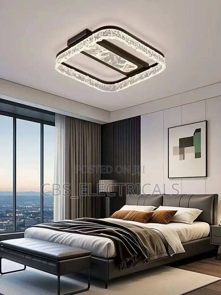 Modern Luxury Crystal Edge Square LED Ceiling Light Remote Controlled