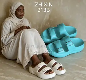 ZHIXIN 213B Women Double Decorative Buckle Platform EVA Slides 36-41
