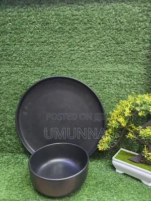 Flat Plate With Bowl Black