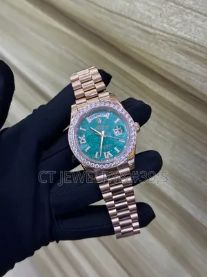 Rolex Day-Date Rose Gold Green Aventurine Diamond Dial Iced Set Bezel