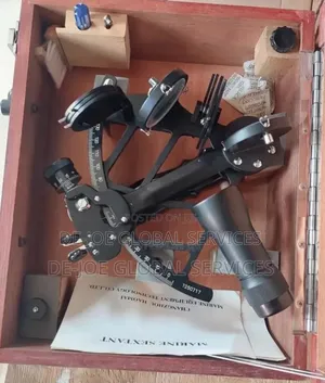 Marine Sextant Navigation Instrument With Wooden Box Telescope