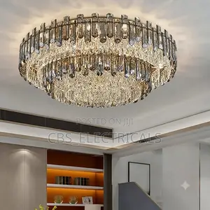 Grand Smokey Crystal Flush-Mount Chandelier