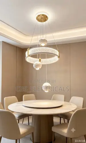 Modern Ring With Crystal Orb Multi-Pendant