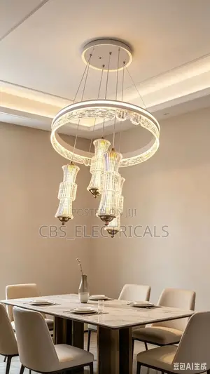 Modern Crystal Fluted Tower Multi-Pendant Chandelier