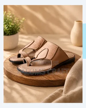 Premium Handmade Leather Slide Slippers– Elegant Black Luxury Slippers