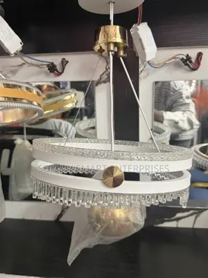 Double Ring LED Crystal Chandelier (White Gold)