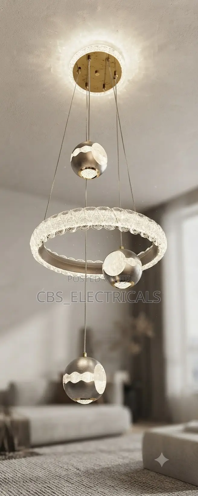 Crystal Crown Ring Orb Multi-Pendant Chandelier