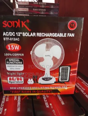 AC/DC 12inches Solar Rechargeable Table Fan