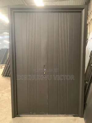 5ft Extra Height Graphite Fluted Double Steel Door