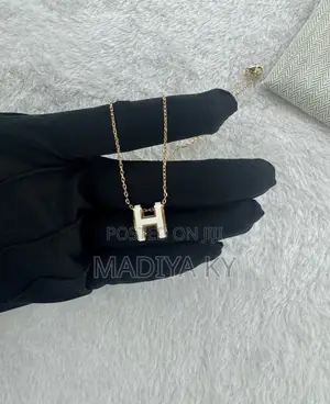 Large White H Clasp Necklace