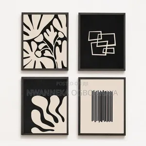 4PCS Abstract Geometric Line Canvas Artwork