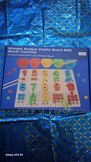 Wooden Numbers Puzzel Board With Beads Counting