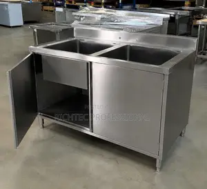 High Quality Double Bowl Stainless Steel Sink Cabinet