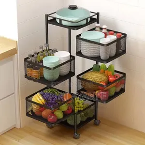 5 Layers Rotating Movable Kitchen Storage Rack