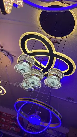 Modern Geometric LED Ring Fluted Crystal Pendant Chandelier