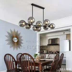 Modern Smoky Glass Globe Branch Chandelier