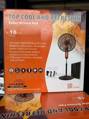 MyHome 16 Inch Solar Rechargeable Standing Fan With LED USB Port