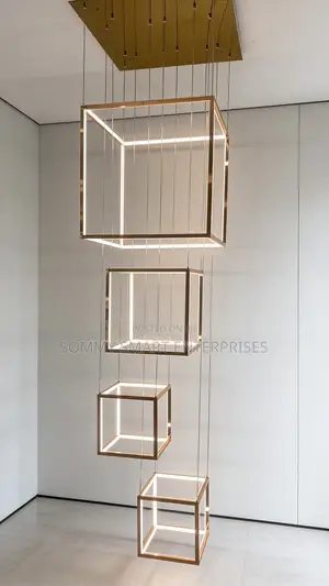 Geometric Cube LED Staircase Chandelier