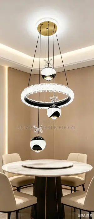 Modern Dining Room Led Chandelier Round Minimalist Linear Nordic