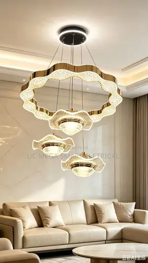 Living Room Pendant Lights Staircase LED Brass Chandelier Clear Glass
